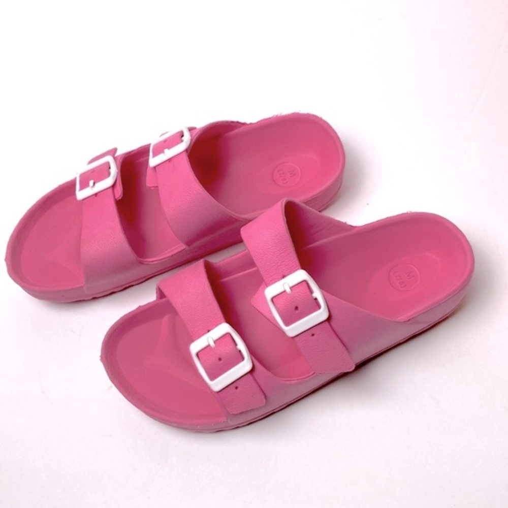 Women's Platform Footbed Sandals, Open Toe Double Buckle Slides  Size 7/8M